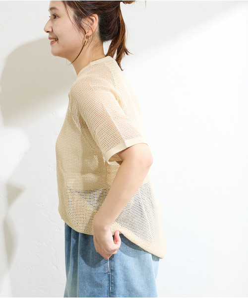 JOURNAL STANDARD(ジャーナルスタンダード)の「メッシュ TEE(Tシャツ/カットソー・レディース・ベージュ/ブラック系その他・FREE)」の11枚目の写真