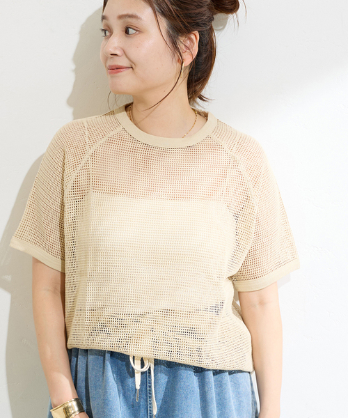 JOURNAL STANDARD - ジャーナルスタンダード ラックス メッシュクルーネックTシャツ F クリーム色 journal standard luxe メッシュ クルーネックTシャツ