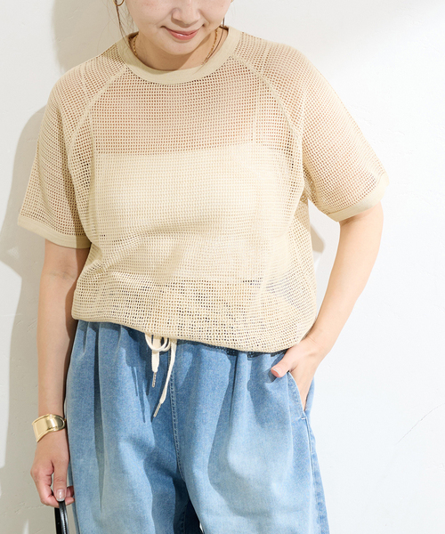 JOURNAL STANDARD(ジャーナルスタンダード)の「メッシュ TEE(Tシャツ/カットソー・レディース・ベージュ/ブラック系その他・FREE)」の13枚目の写真