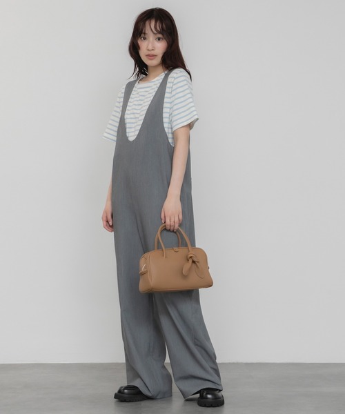 HEILIS(ヘイリス)の「【Original】Uネックオールインワン/サロペット ロンパース 夏服 春服 秋服 ロング丈 フルレングス オーバーサイズ カジュアル ノームコア リラックス レイヤード 韓国(サロペット/オーバーオール・レディース・グレー/ブラック/ネイビー・FREE)」の14枚目の写真