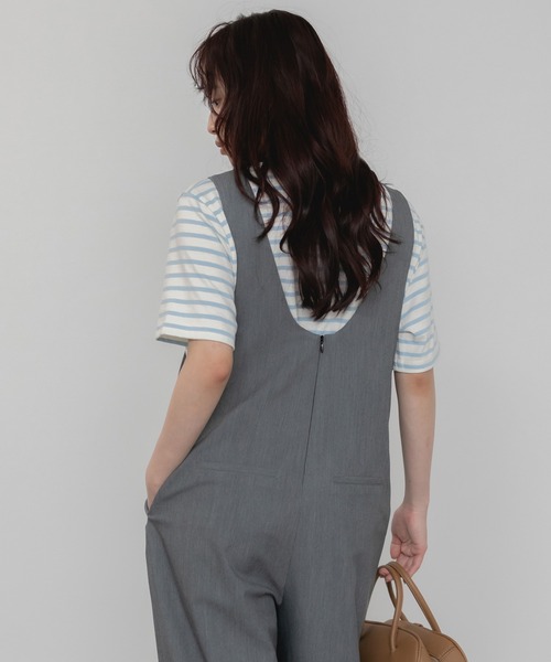 HEILIS(ヘイリス)の「【Original】Uネックオールインワン/サロペット ロンパース 夏服 春服 秋服 ロング丈 フルレングス オーバーサイズ カジュアル ノームコア リラックス レイヤード 韓国(サロペット/オーバーオール・レディース・グレー/ブラック/ネイビー・FREE)」の19枚目の写真
