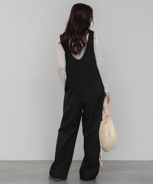 HEILIS(ヘイリス)の「【Original】Uネックオールインワン/サロペット ロンパース 夏服 春服 秋服 ロング丈 フルレングス オーバーサイズ カジュアル ノームコア リラックス レイヤード 韓国(サロペット/オーバーオール・レディース・グレー/ブラック/ネイビー・FREE)」の22枚目の写真