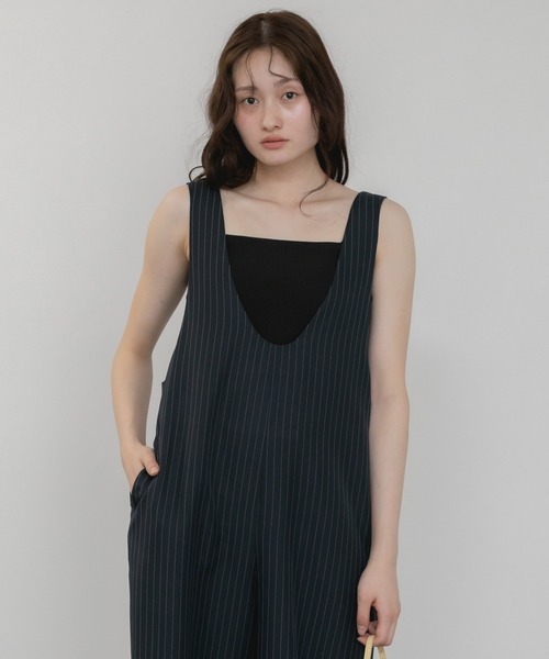HEILIS(ヘイリス)の「【Original】Uネックオールインワン/サロペット ロンパース 夏服 春服 秋服 ロング丈 フルレングス オーバーサイズ カジュアル ノームコア リラックス レイヤード 韓国(サロペット/オーバーオール・レディース・グレー/ブラック/ネイビー・FREE)」の12枚目の写真