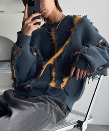 Classical Origin(NVJIW)́yclassical originzu邾ŁA۔hvBtWfUCzFI[o[TCYjbgij/Fringe design oversized long sleeve knit(jbg/Z[^[)