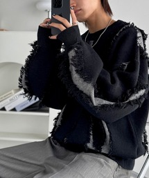 Classical Origin(�N���V�J���I���W��)�́yclassical origin�z�u���邾���ŁA��۔h�v�B�t�����W�f�U�C���z�F�I�[�o�[�T�C�Y�j�b�g�i�����j/Fringe design oversized long sleeve knit(�j�b�g/�Z�[�^�[)