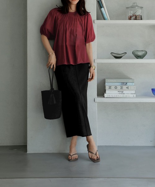 STYLE DELI(スタイルデリ)の「シャリ感シアーピンタックブラウス(シャツ/ブラウス・レディース・ホワイト/ネイビー/レッド系・FREE)」の21枚目の写真