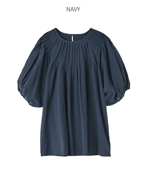 STYLE DELI(スタイルデリ)の「シャリ感シアーピンタックブラウス(シャツ/ブラウス・レディース・ホワイト/ネイビー/レッド系・FREE)」の14枚目の写真