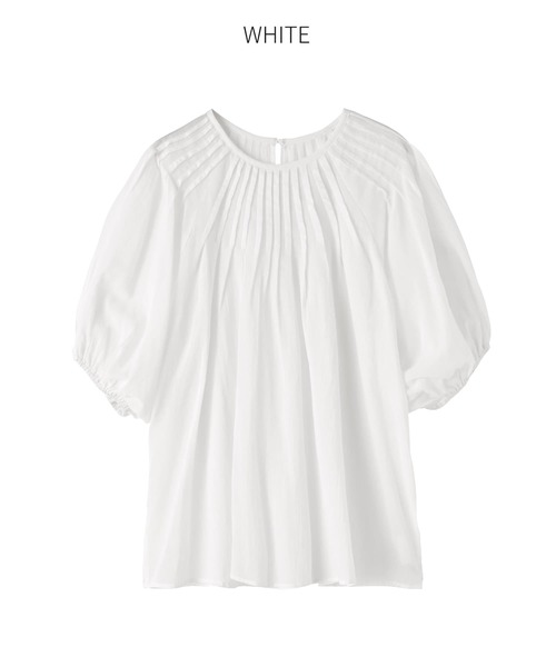 STYLE DELI(スタイルデリ)の「シャリ感シアーピンタックブラウス(シャツ/ブラウス・レディース・ホワイト/ネイビー/レッド系・FREE)」の15枚目の写真