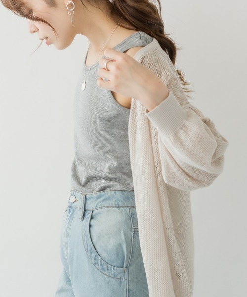 RCD(アールシーディー)の「ワッフルタンクトップ(タンクトップ・レディース・ネイビー/ホワイト/カーキ/ブラック/杢グレー・M/4L/3L/LL/L)」の8枚目の写真