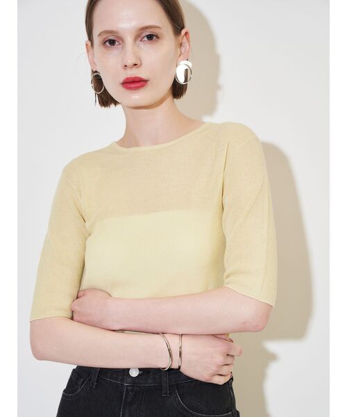 ELENDEEK(エレンディーク)の「2WAYシアーニット【洗濯機洗い可】(ニット/セーター・レディース・イエロー/ブラウン/ブラック/オフホワイト・FREE)」の4枚目の写真