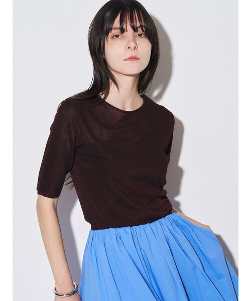 ELENDEEK(エレンディーク)の「2WAYシアーニット【洗濯機洗い可】(ニット/セーター・レディース・イエロー/ブラウン/ブラック/オフホワイト・FREE)」の6枚目の写真