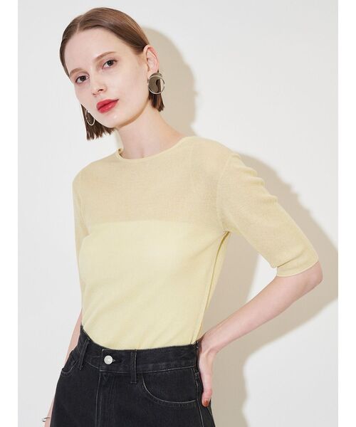 ELENDEEK(エレンディーク)の「2WAYシアーニット【洗濯機洗い可】(ニット/セーター・レディース・イエロー/ブラウン/ブラック/オフホワイト・FREE)」の10枚目の写真