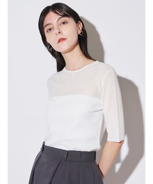 ELENDEEK(エレンディーク)の「2WAYシアーニット【洗濯機洗い可】(ニット/セーター・レディース・イエロー/ブラウン/ブラック/オフホワイト・FREE)」の14枚目の写真