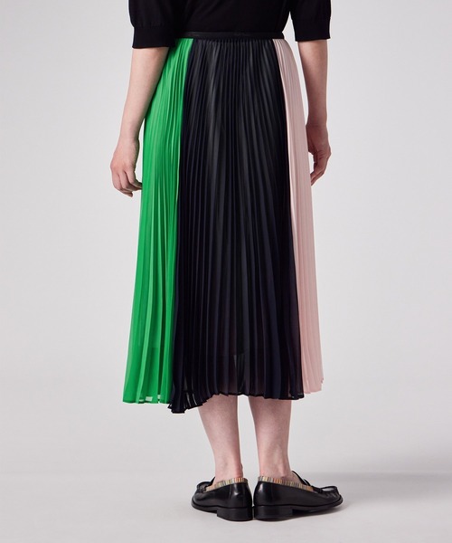 セール】ウィメンズ ブロッキング プリーツ スカート / 255007 014SD