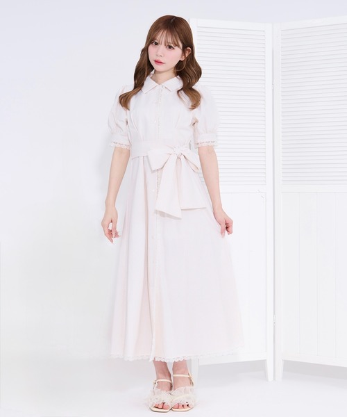 apres jour(アプレジュール)の「アソートボウタイレースシャツワンピース(ワンピース・レディース・ライトブルー/ブラック/ベージュ/ネイビー・X-LARGE/フリー)」の3枚目の写真