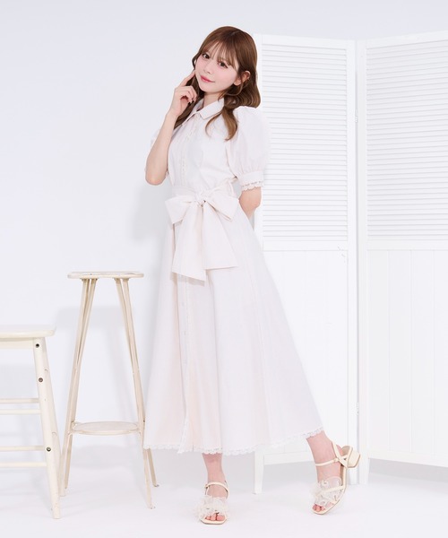 apres jour(アプレジュール)の「アソートボウタイレースシャツワンピース(ワンピース・レディース・ライトブルー/ブラック/ベージュ/ネイビー・X-LARGE/フリー)」の12枚目の写真