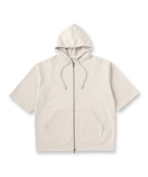 tk.TAKEO KIKUCHI（ティーケータケオキクチ）の「スタッズ ダブルZIPパーカ（パーカー・メンズ・ライトグレー/ブラック・03/02/01）」の3枚目の写真
