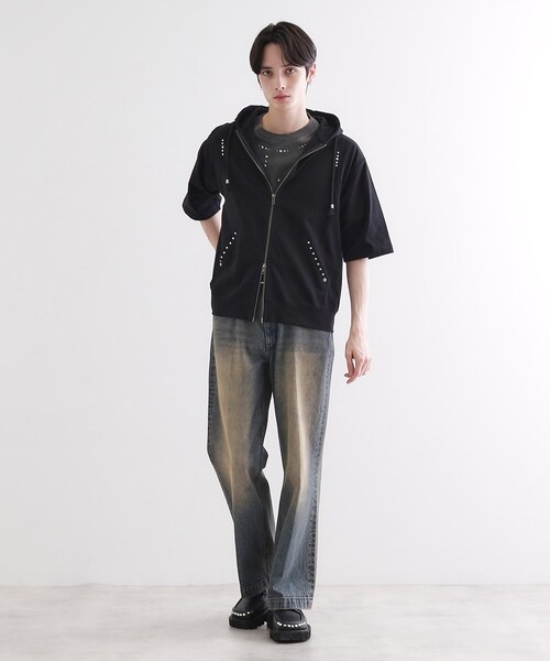 tk.TAKEO KIKUCHI（ティーケータケオキクチ）の「スタッズ ダブルZIPパーカ（パーカー・メンズ・ライトグレー/ブラック・03/02/01）」の10枚目の写真