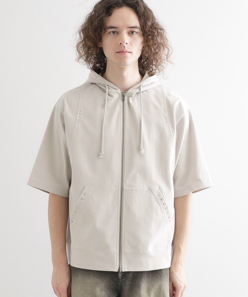 tk.TAKEO KIKUCHI（ティーケータケオキクチ）の「スタッズ ダブルZIPパーカ（パーカー・メンズ・ライトグレー/ブラック・03/02/01）」の12枚目の写真