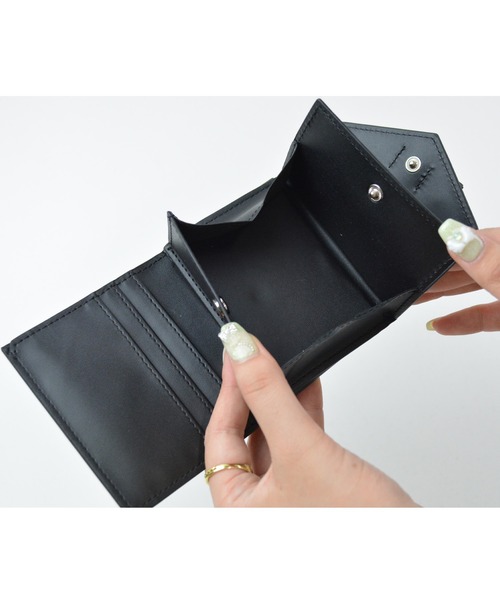 三つ折り財布 ボックスコイン 3つ折り ミニ財布 パール リボン ミゼル