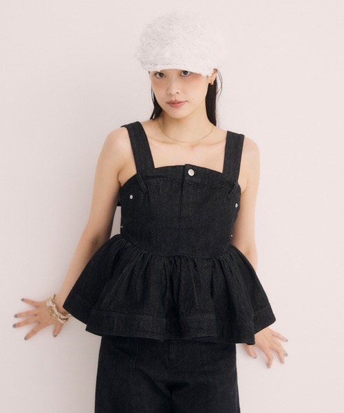 eimy istoire ファードッキングツイードミニジャケット （BLACK）