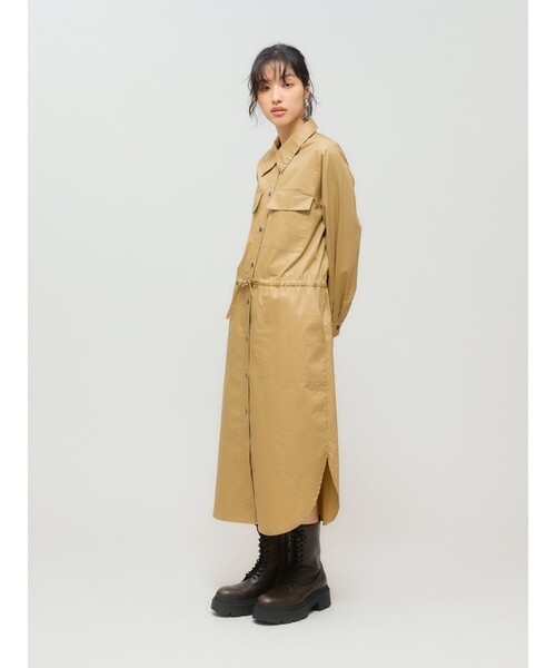 MIDIUMISOLID(ミディウミソリッド)の「MIDIUMISOLID for Ladies ワークシャツワンピース(ワンピース・レディース・ブラック/チャコールグレー/ベージュ・FREE)」の8枚目の写真