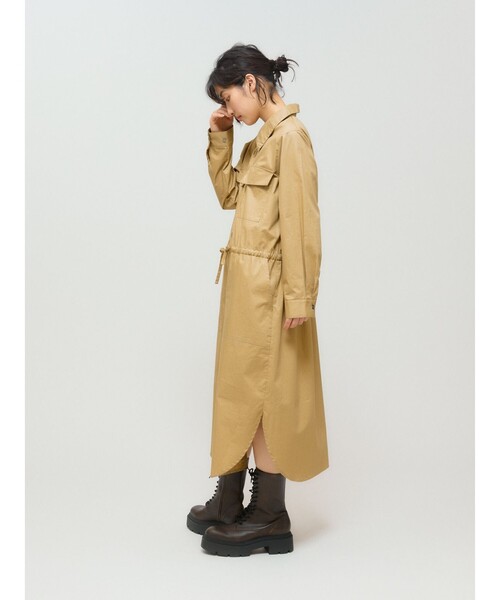 MIDIUMISOLID(ミディウミソリッド)の「MIDIUMISOLID for Ladies ワークシャツワンピース(ワンピース・レディース・ブラック/チャコールグレー/ベージュ・FREE)」の9枚目の写真