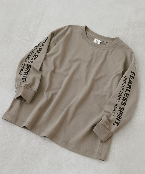 devirock（デビロック）の「綿100％ デビラボ BIGシルエット 袖プリント袖リブ 長袖Tシャツ（Tシャツ/カットソー・キッズ・ブラック系その他/ブラック系その他3/ブラック系その他5/ベージュ系その他3/ブラック系その他2/グレー系その他/イエロー系その他/ベージュ系その他/ブラック系その他4/ベージュ系その他2/ブラック系その他6/ベージュ系その他4/ブルー系その他・90cm/100cm/110cm/120cm/130cm/140cm/150cm/160cm）」の8枚目の写真