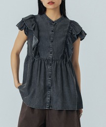 ROSE BUD（ローズバッド）の「LIGHT OZ DENIM FRILL BLOUSE（シャツ/ブラウス・レディース）」