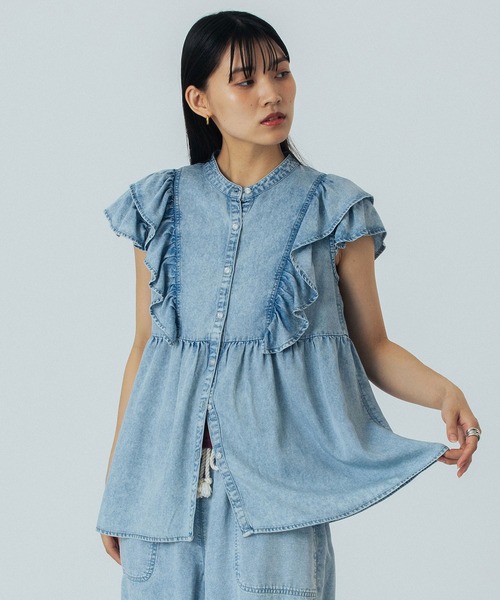 ROSE BUD(ローズバッド)の「LIGHT OZ DENIM FRILL BLOUSE(シャツ/ブラウス・レディース・ブラック/ブルー・ONE SIZE)」の20枚目の写真