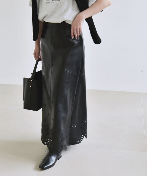 BLAMINK レザー スカート ブラック 黒 巻きスカート スパイラルガール SPIRALGIRL レッグウォーマー付きレザーライクミニ