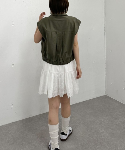 archives（アルシーヴ）の「スカラップコットンレースノースリミニワンピース（ワンピース・レディース・オフホワイト/ブラック・MEDIUM）」の15枚目の写真