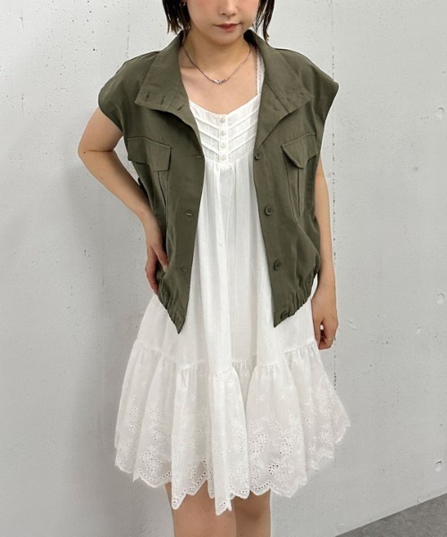 archives（アルシーヴ）の「スカラップコットンレースノースリミニワンピース（ワンピース・レディース・オフホワイト/ブラック・MEDIUM）」の14枚目の写真