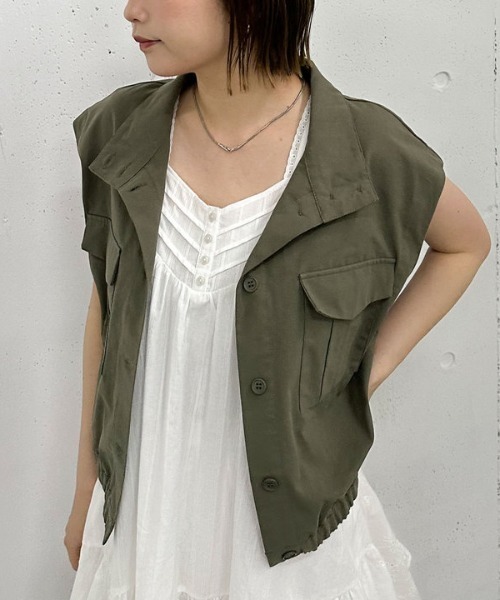 archives（アルシーヴ）の「スカラップコットンレースノースリミニワンピース（ワンピース・レディース・オフホワイト/ブラック・MEDIUM）」の12枚目の写真