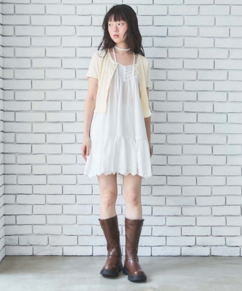 archives（アルシーヴ）の「スカラップコットンレースノースリミニワンピース（ワンピース・レディース・オフホワイト/ブラック・MEDIUM）」の3枚目の写真