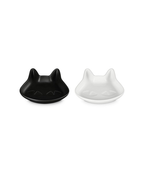 ミニ・キャット・プレート (2枚入り) マットブラック／ホワイト（食器