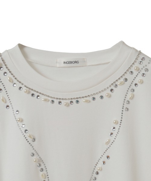 INGEBORG（インゲボルグ）の「ビジュ使いカットソー（Tシャツ/カットソー・レディース・ブラック/ホワイト・FREE）」の6枚目の写真