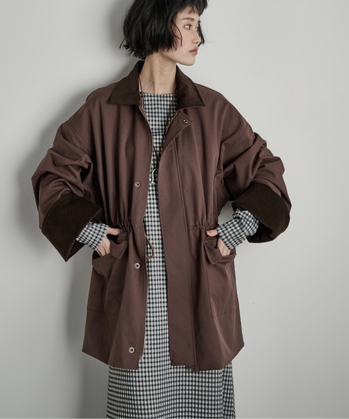 THE YOn(ザヨン)の「衿配色ミリタリーオーバージャケット(ミリタリージャケット・レディース・ピンク/ワイン/オリーブ・FREE)」の14枚目の写真