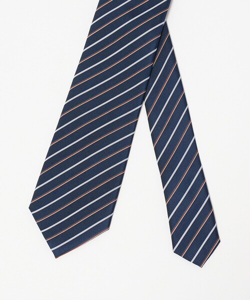 green label relaxing(グリーンレーベルリラクシング)の「GLR シルク② 8.0cm ストライプ4 ネクタイ(ネクタイ・メンズ・ダークブラウン/ネイビー・FREE)」の3枚目の写真