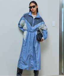 ノーカラーコート（ブルー・ネイビー/青色系）ファッション通販
