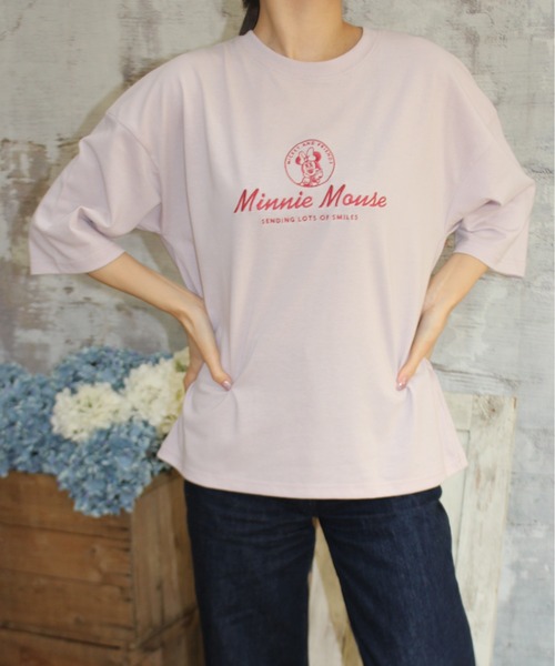 Disney(ディズニー)の「【DISNEY/ディズニー】プリント7分袖WIDEシルエットTシャツ ミッキー/ミニー/ドナルド/デイジー(Tシャツ/カットソー・レディース・ライトピンク/ライトグレー/マスタード/ミント・MEDIUM/LARGE)」の1枚目の写真