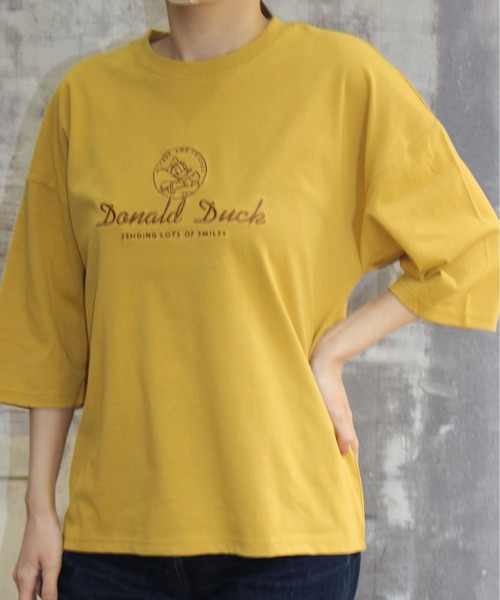 Disney(ディズニー)の「【DISNEY/ディズニー】プリント7分袖WIDEシルエットTシャツ ミッキー/ミニー/ドナルド/デイジー(Tシャツ/カットソー・レディース・ライトピンク/ライトグレー/マスタード/ミント・MEDIUM/LARGE)」の4枚目の写真