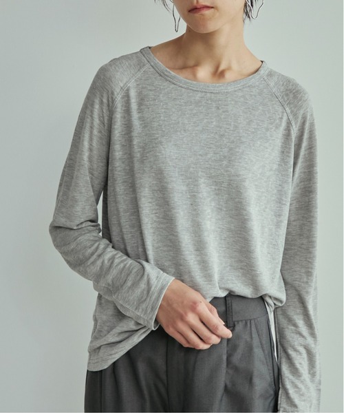 LOSCa（ロスカ）の「ラグランシアーロングT（Tシャツ/カットソー・レディース・チャコールグレー/グレー/ブラック/アイボリー・FREE）」の4枚目の写真