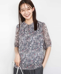 MK MICHEL KLEIN | フラワードットプリントシフォンブラウス/洗える(シャツ/ブラウス)