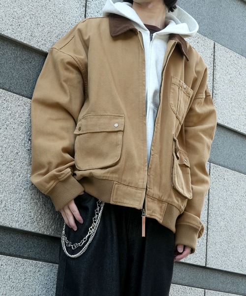 Starting Over(スターティングオーバー)の「ヴィンテージライク デニム ダック ショートブルゾン コットン ジップアップ ハンティングジャケット(ブルゾン・メンズ・ブラック/ベージュ/ブラウン/ブルー・M/L)」の3枚目の写真