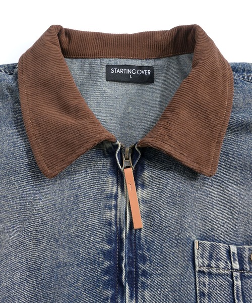 Starting Over(スターティングオーバー)の「ヴィンテージライク デニム ダック ショートブルゾン コットン ジップアップ ハンティングジャケット(ブルゾン・メンズ・ブラック/ベージュ/ブラウン/ブルー・M/L)」の9枚目の写真