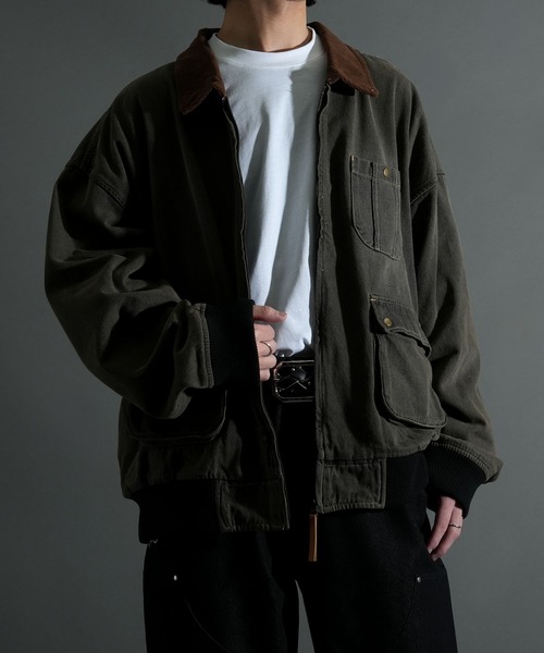 セール】ヴィンテージライク デニム ダック ショートブルゾン コットン