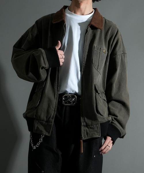 セール】ヴィンテージライク デニム ダック ショートブルゾン コットン