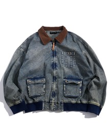 Starting Over（スターティングオーバー）の「ヴィンテージライク デニム ダック ショートブルゾン コットン ジップアップ ハンティングジャケット/ハリントンジャケット（ブルゾン）」