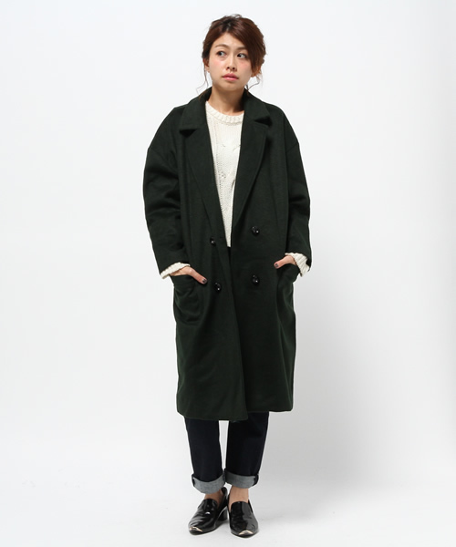 WHO'S WHO gallery（フーズフーギャラリー）の「【A,nam】ダブルチェスターコート（チェスターコート・レディース・ベージュ/カーキ/ブラック・FREE）」の3枚目の写真